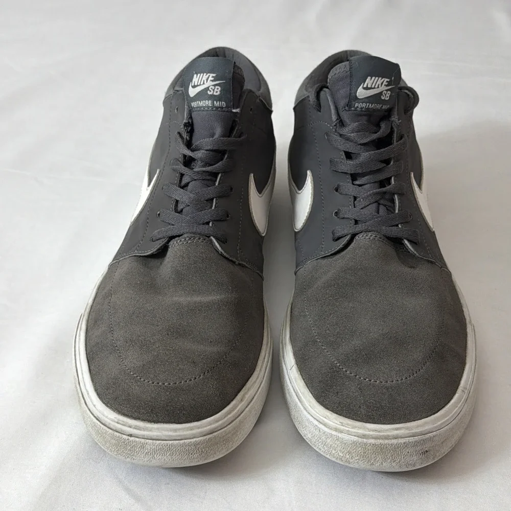 Nike Shoes Mens 12‎ SB Portmore II Solar Mid Sneakers Gray Lace Up 923198-010